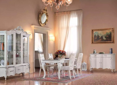 Klassische Esszimmer Möbel Essgarnitur Esstisch 4x Stühle Essgruppe 7tlg